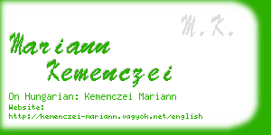 mariann kemenczei business card